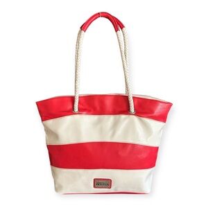 Kenneth Cole Reaction-Red and Cream Tote Bag-EUC